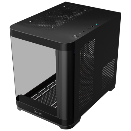 Xzeal Curved Cabinet M-ATX/ITX 2x USB 2.0 + 1x USB 3.0 + 3.5 mm + 3 RGB Fans Black