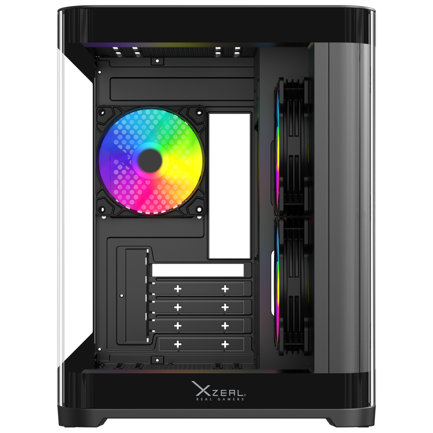 Xzeal Curved Cabinet M-ATX/ITX 2x USB 2.0 + 1x USB 3.0 + 3.5 mm + 3 RGB Fans Black