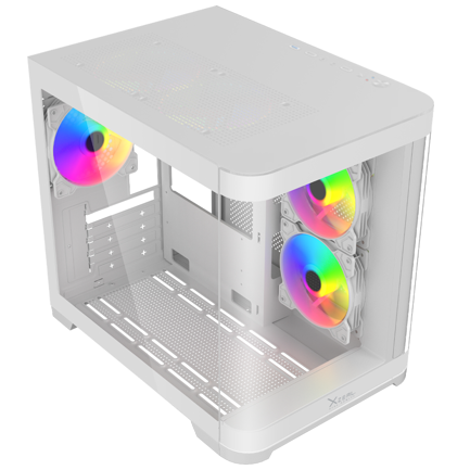 Xzeal Curved M-ATX/ITX Case 2x USB 2.0 + 1x USB 3.0 + 3.5 mm + 3 RGB Fans White