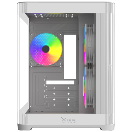 Xzeal Curved M-ATX/ITX Case 2x USB 2.0 + 1x USB 3.0 + 3.5 mm + 3 RGB Fans White