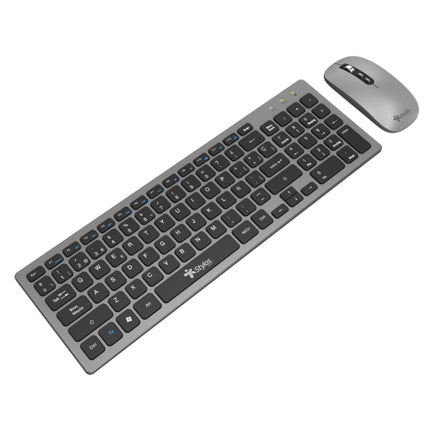 Stylos Rechargeable 2-in-1 Wireless Keyboard and Mouse Combo Grey 96% Membrane Keyboard 96 Keys USB Connection
