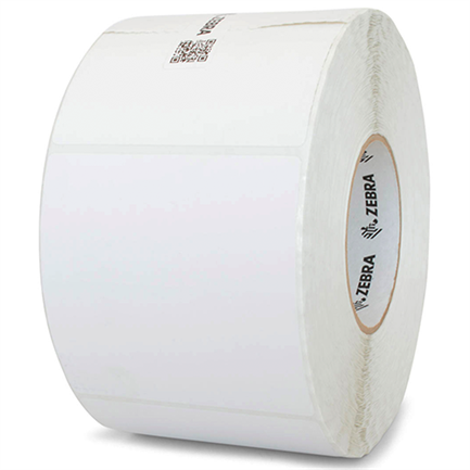 Zebra 4"x4" TT Coated Permanent Adhesive Paper Label, 3" Core, 1500/Box, 4 rolls/pack