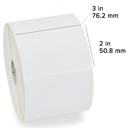 Zebra 3"x2" DT Z-Perform 2000D Value Coated Paper Label 1" Core 1240/Roll 6/Box