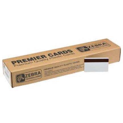 Zebra PVC white magnetic stripe cards high coercivity 30 mil (500 cards)