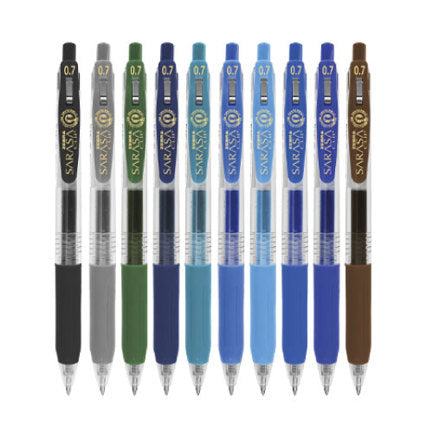 Zebra Sarasa Clip Retractable Rollerball Pen, 0.7mm Medium Point, Assorted Gel Ink Colors, Winter, Box of 10
