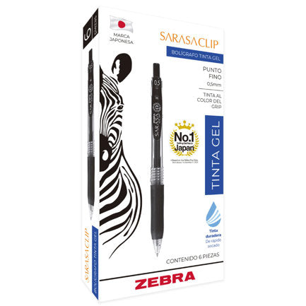 Zebra Sarasa Clip Retractable Rollerball Pen Fine Point 0.5 Red Gel Ink Box of 6