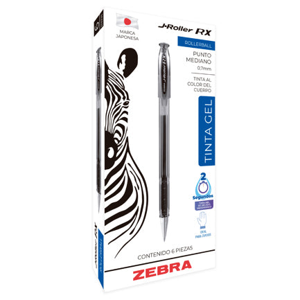Zebra J Roller RX Medium Point 0.7mm Red Gel Ink Pen, 6-Count