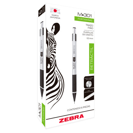 Zebra M-301 Retractable Mechanical Pencil, 0.5mm Point, 6-Count