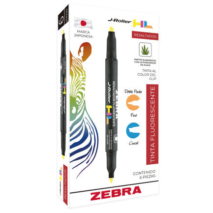 Zebra Jroller HL Double-Ended Highlighter, Orange, Box of 6