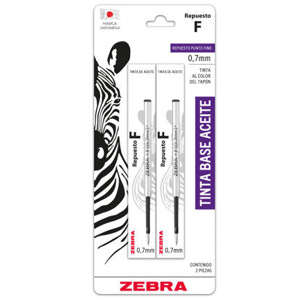 Zebra F Refill for F-301 Ballpoint Pen, Black, 2-pack