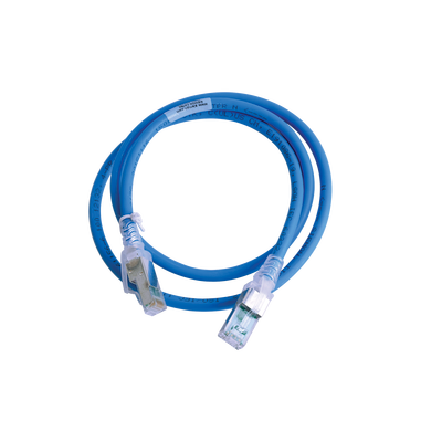 Patch Cord Z-MAX Cat6A S/FTP, CM/LS0H, 0.91 Metros (3 Pies), Color Azul, Versión Bulk (Sin Empaque Individual)