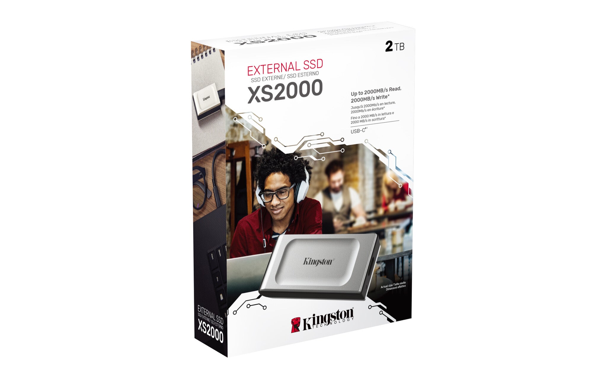 Kingston Technology XS2000 2 TB USB Tipo C 3.2 Gen 2 (3.1 Gen 2) Negro, Plata