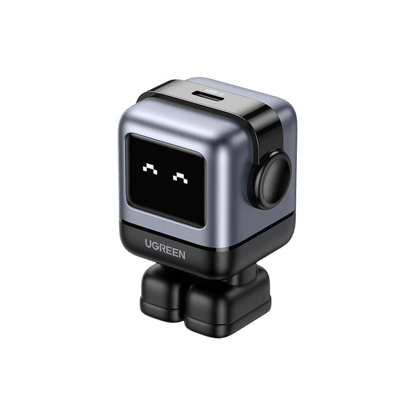 Cargador Mini GaNRobot 30W serie UNO | 1 USB-C de Carga Rápida | Tecnología GaN II | Multiprotocolo PD/QC/SCP/FCA | Carga Inteligente | Pantalla LED | Zapato Magnético Extraíble | Thermal Guard | Color Negro.