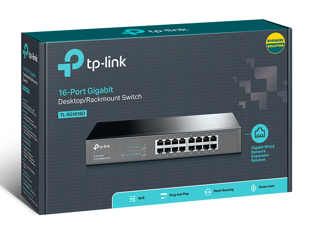 TP-Link TL-SG1016D No administrado Gigabit Ethernet (10/100/1000) Negro