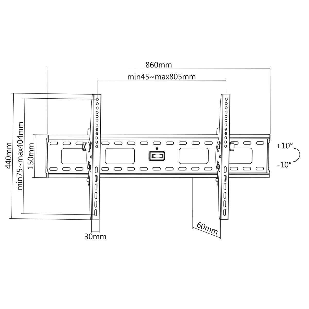 Manhattan Soporte para TV, de pared, con inclinación, pantallas planas de 37" a 85" de máximo 75 kg
