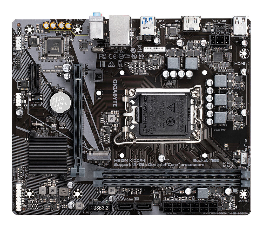 GIGABYTE H610M K DDR4 placa base Intel H610 Express LGA 1700 Micro ATX