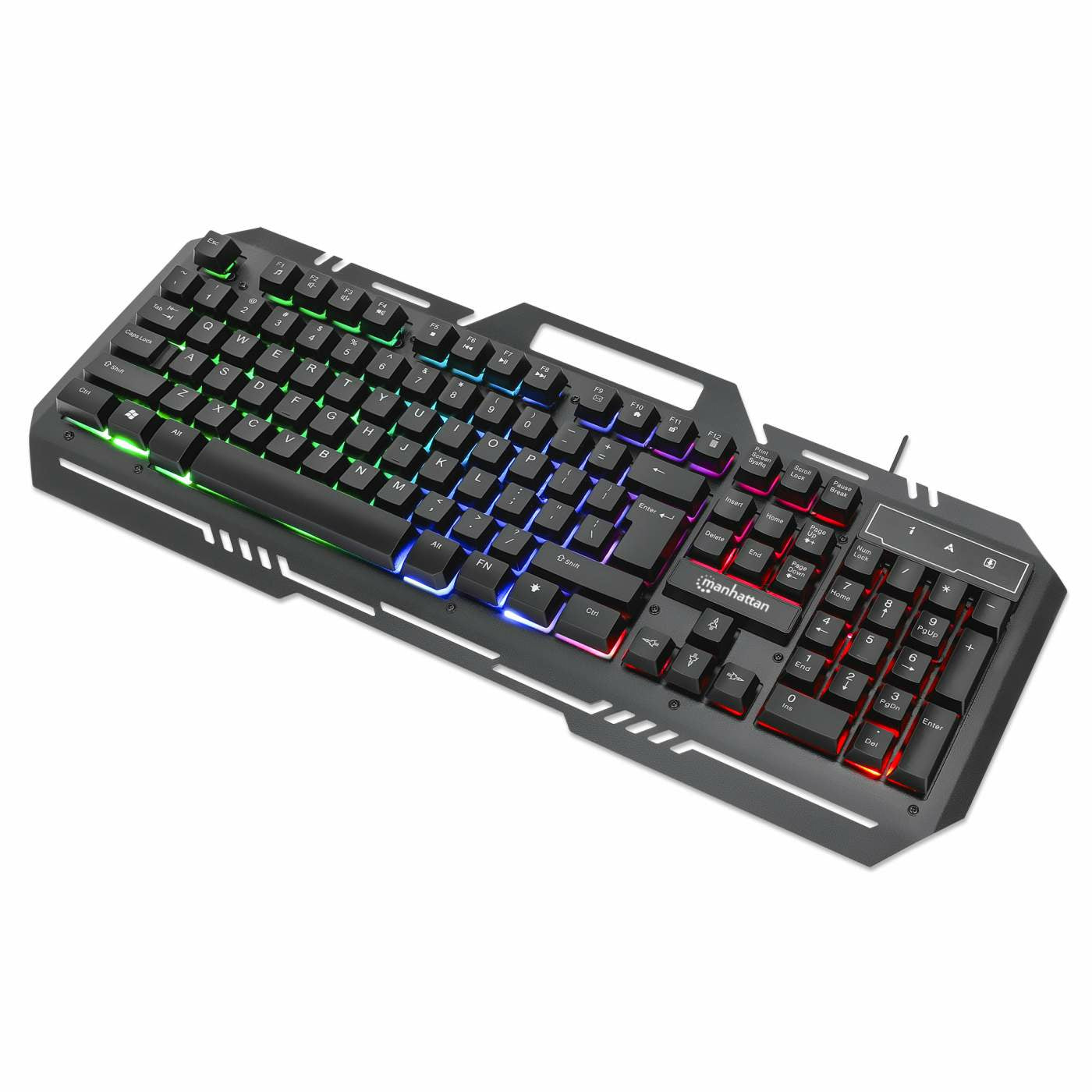 TECLADO GAMING LED , MANHATTAN , 180610 ,CON PÁNEL METÁLICO PARA CELULAR
