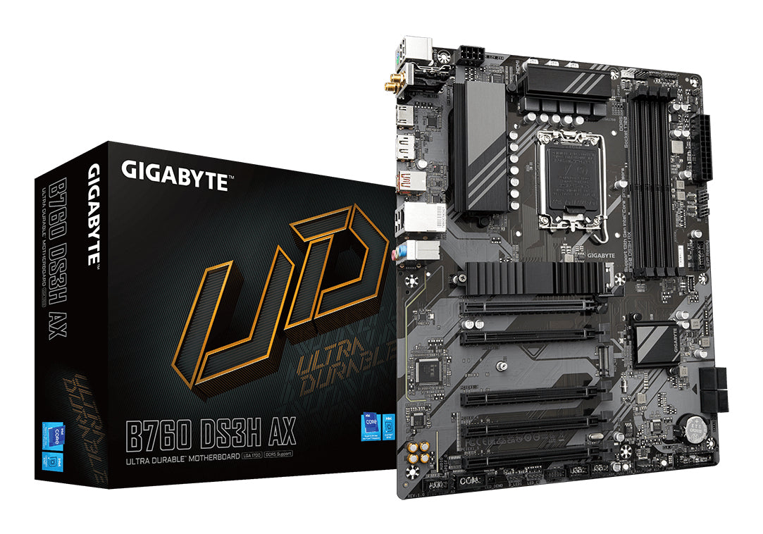 MB GIGABYTE B760 DS3H AX S-1700 / 4X DDR5 7500OC / HDMI / DP / WIFI / BT / PCIE 4.0 / ATX / GAMA MEDIA