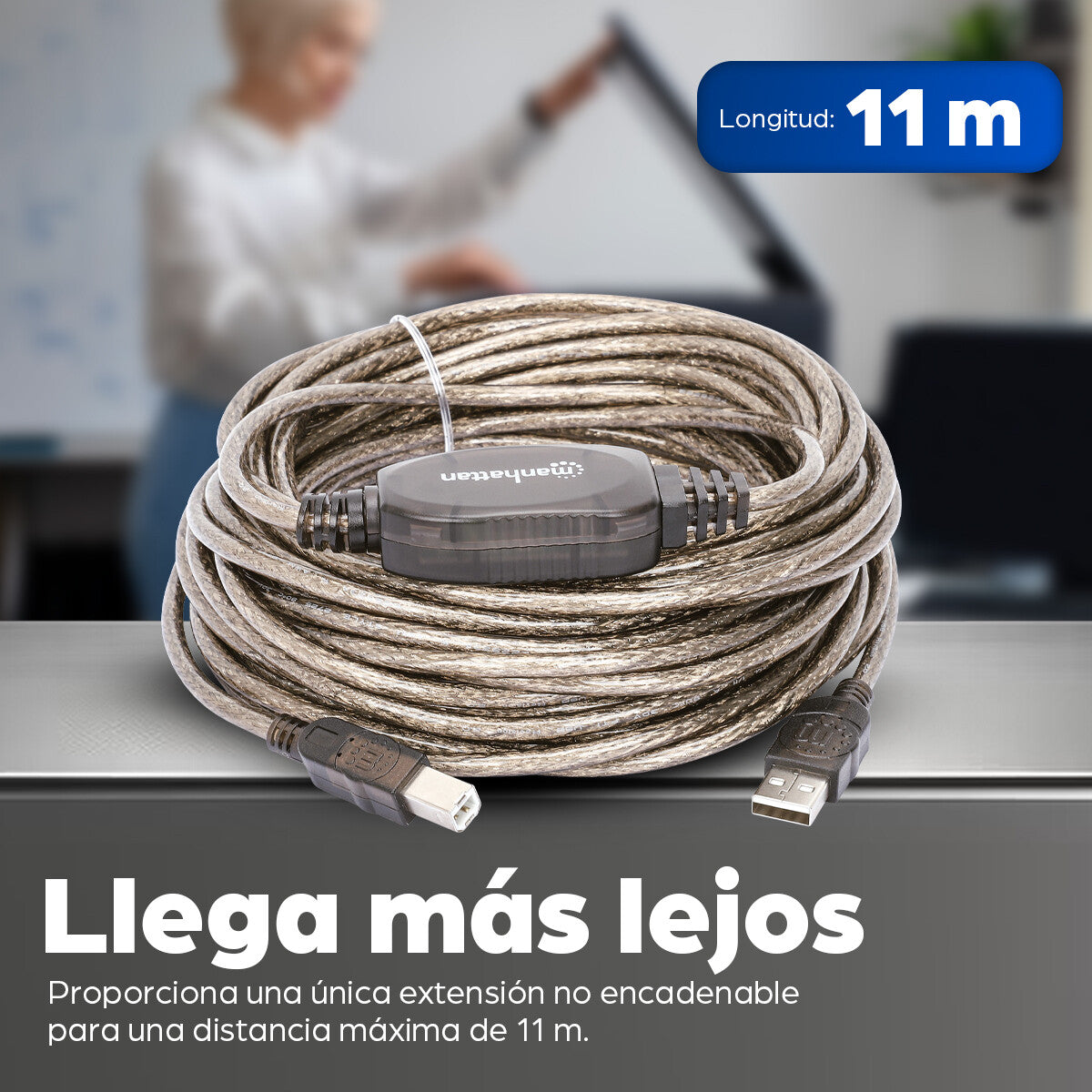 Manhattan Cable de Extensión Activa USB de Alta Velocidad