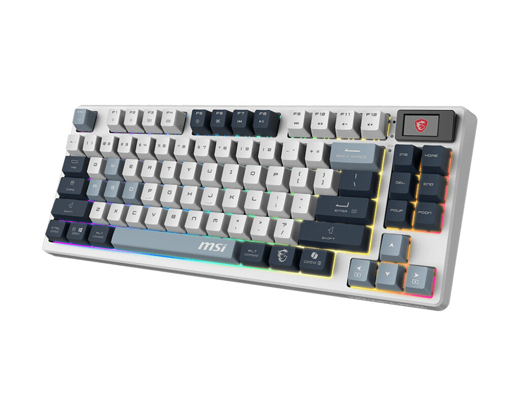 MSI FORGE GK600 TKL WIRELESS SKY teclado Juego USB + Bluetooth QWERTY Inglés del Reino Unido Azul, Blanco