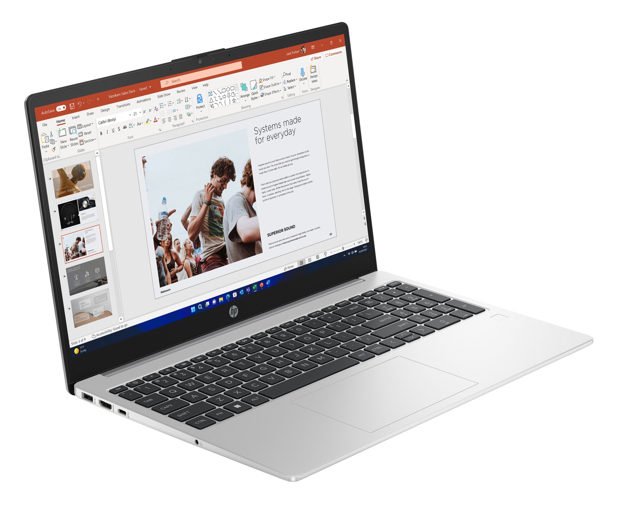 HP 255 G10 AMD Ryzen™ 3 7330U Computadora portátil 39.6 cm (15.6") Full HD 8 GB DDR4-SDRAM 512 GB SSD Wi-Fi 6 (802.11ax) Windows 11 Home Plata