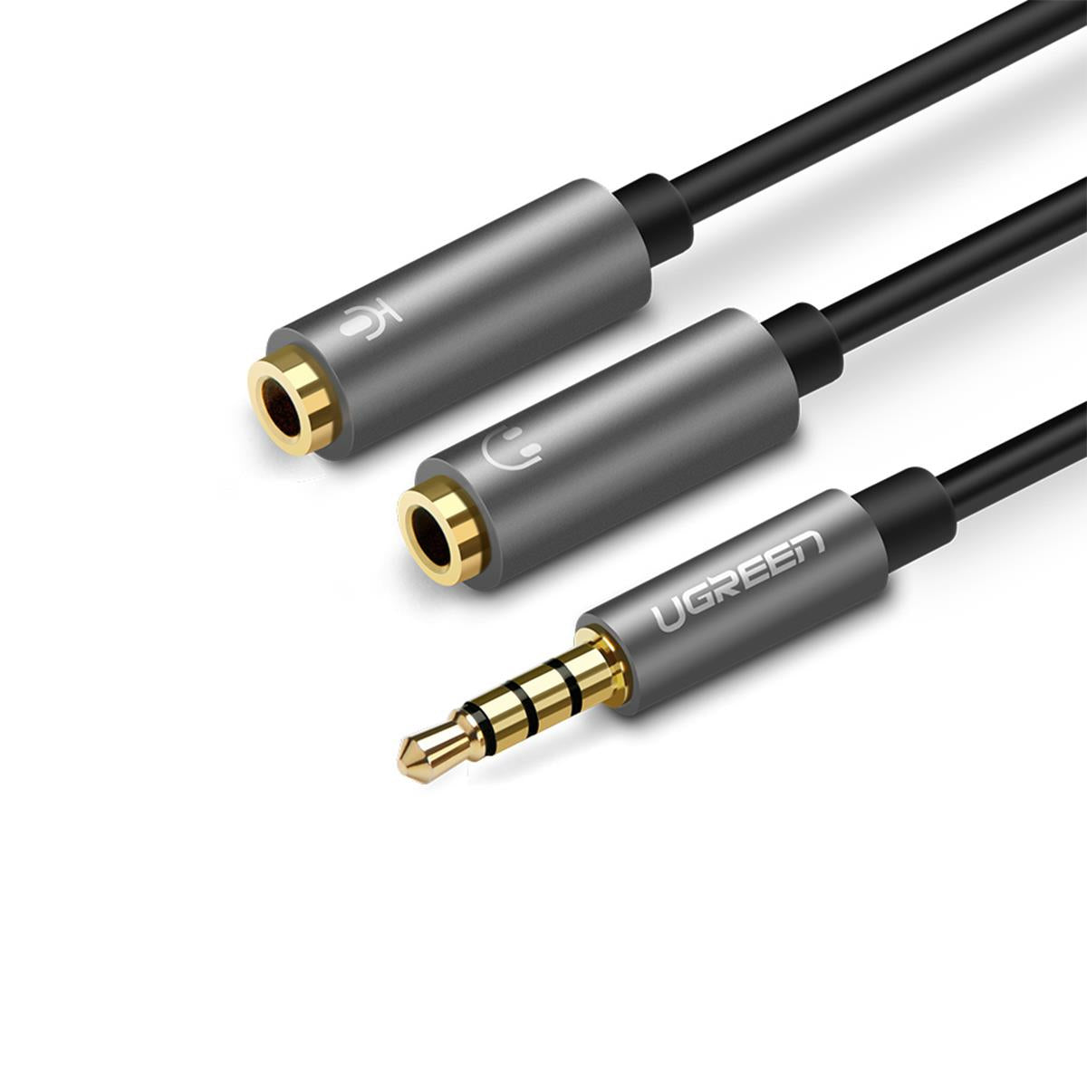 Cable Divisor en Y / De 3.5 mm Macho a Dos Salidas de 3.5 mm Hembra / CTIA, TRS / Núcleo de Cobre / TPE /  Longitud 20 cm / Ideal para Separar el Micrófono de los Auriculares
