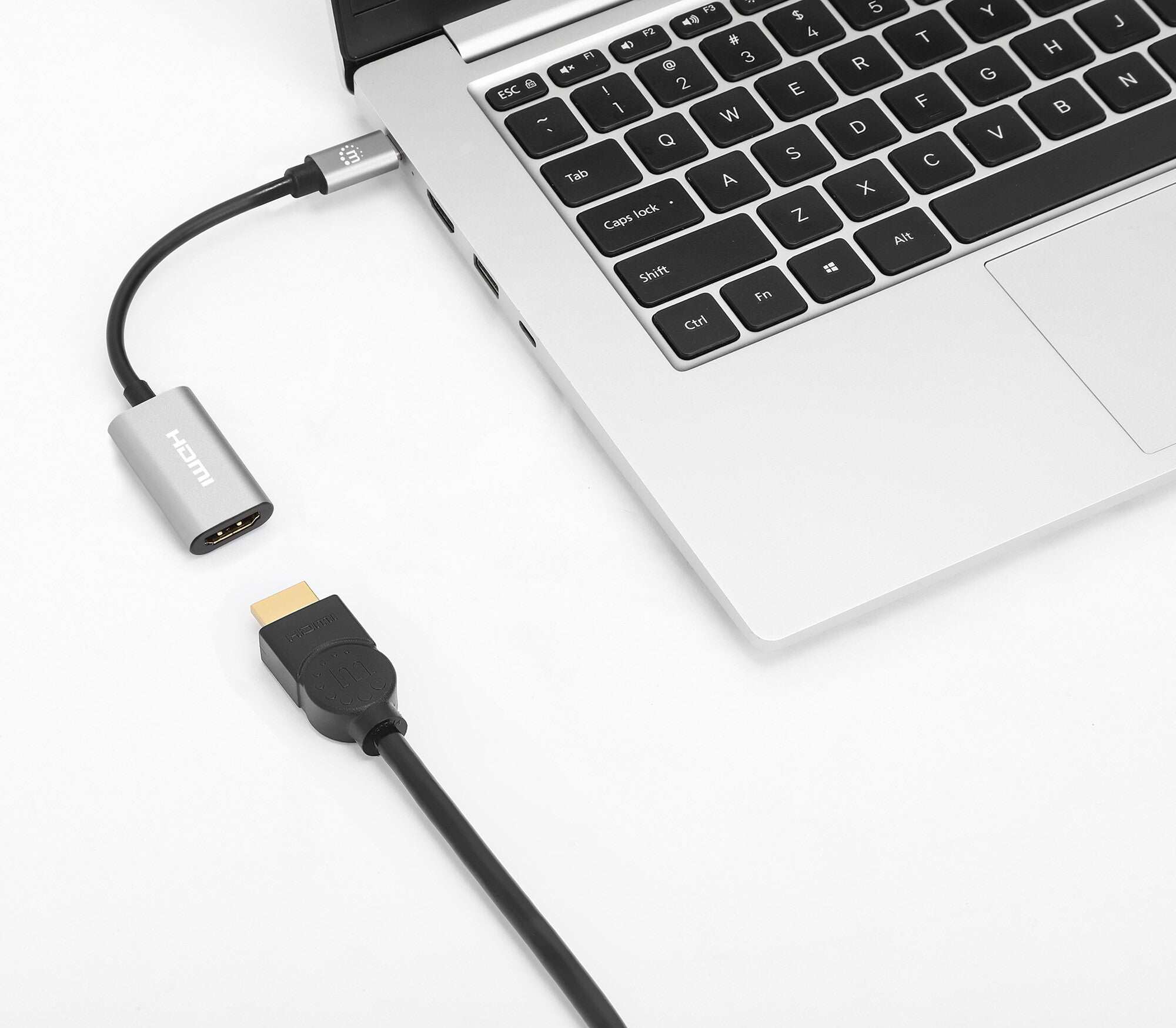 Manhattan 153973 adaptador de cable de vídeo 0.11 m USB Tipo C HDMI Gris
