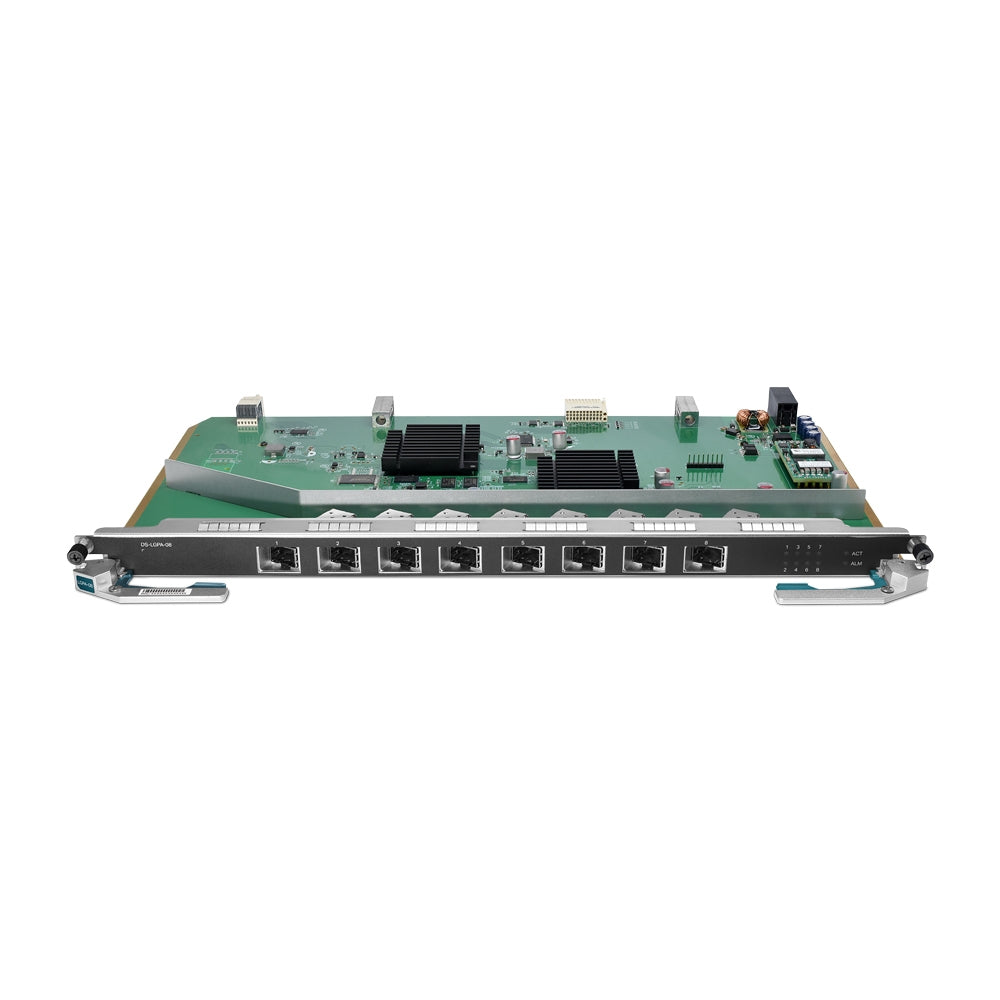 Tarjeta de Servicio 8 Puertos GPON para OLT DSP8000X2 / Spliteo de 1:128 / Conexión de Hasta 1024 Clientes / Distancias de Hasta 20 Km / Intercambio en caliente