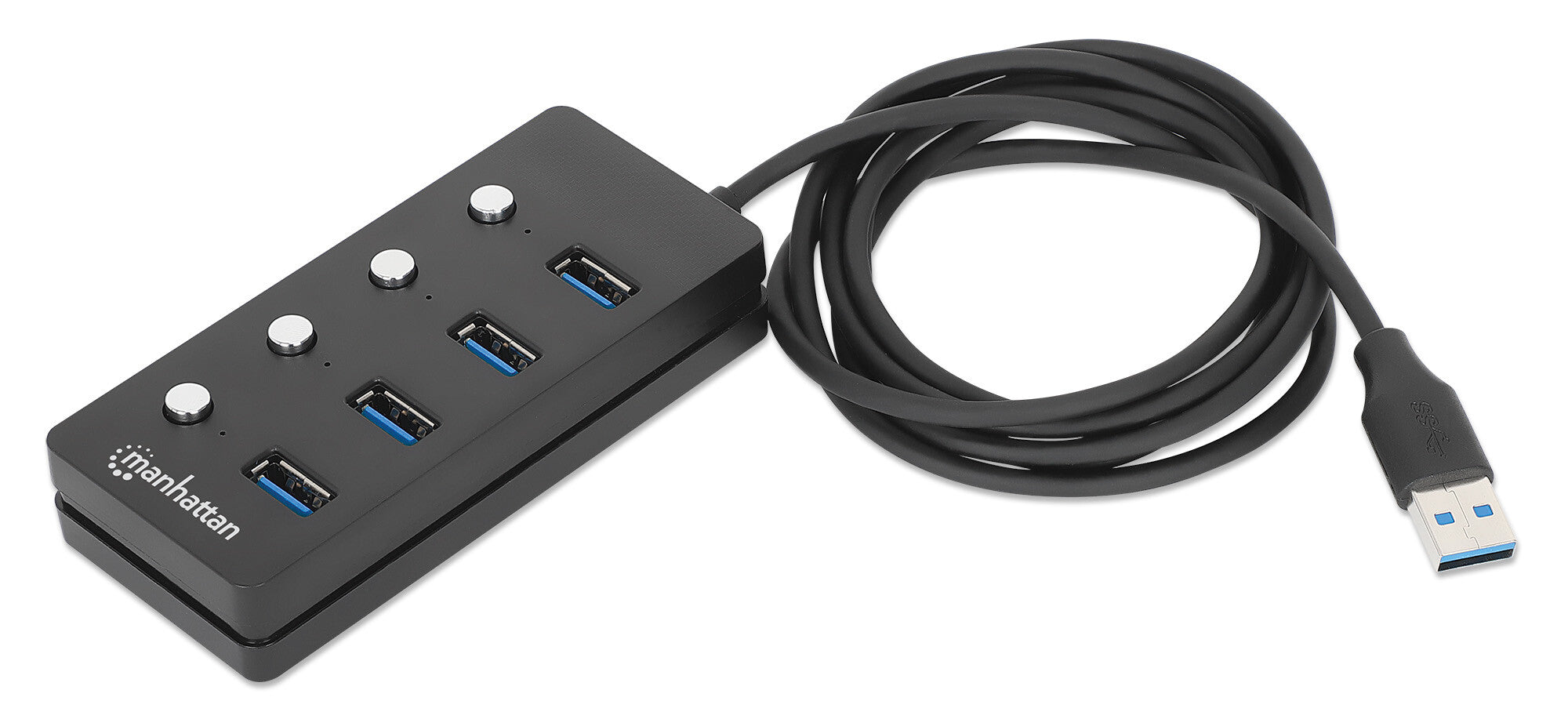 Manhattan 180887 base para laptop o replicador de puertos USB 3.2 Gen 1 (3.1 Gen 1) Type-A Negro