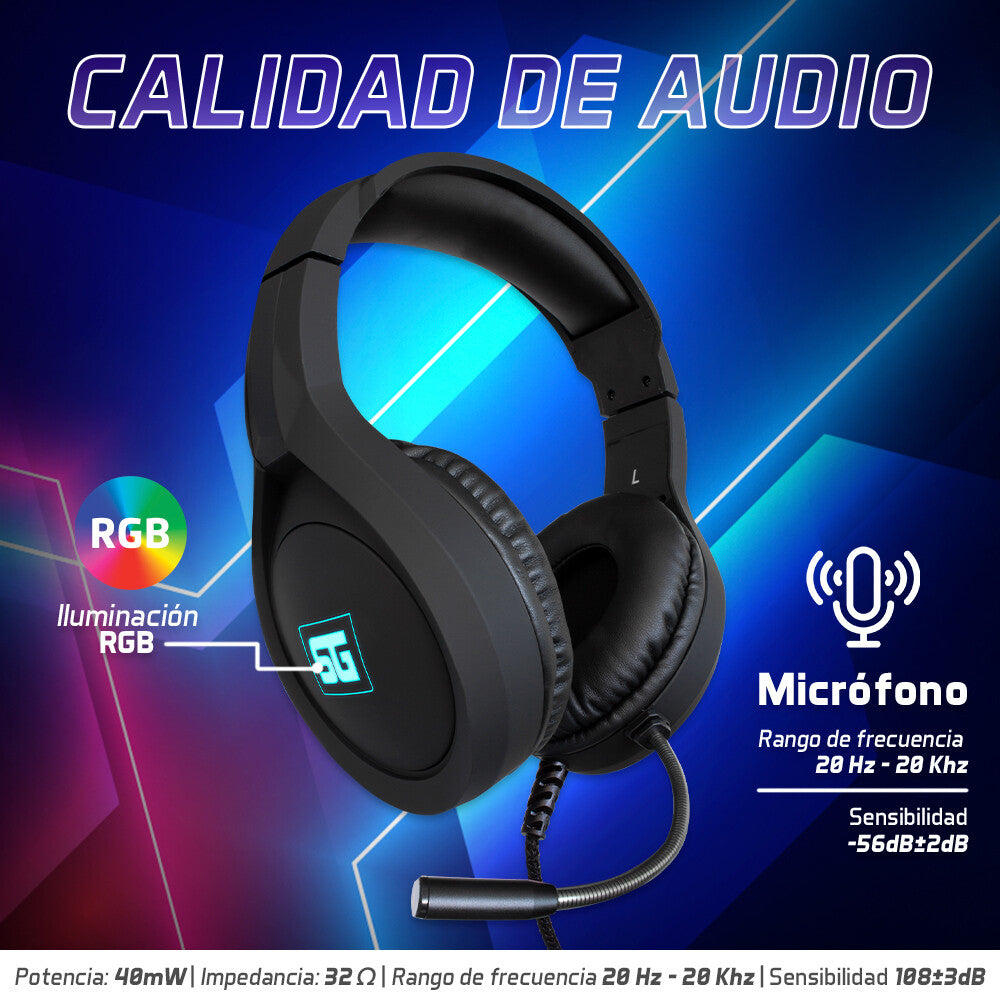 Vorago HS-501 audífono y auriculare Auriculares Alámbrico Diadema Juego Negro