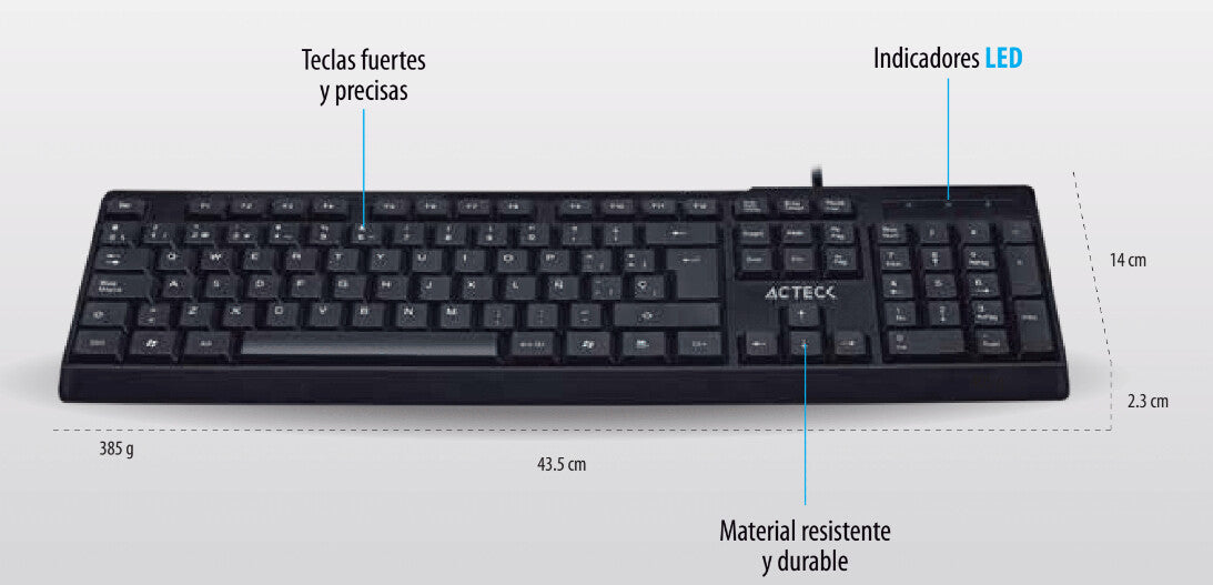 Acteck AC-928946 teclado Universal USB Negro