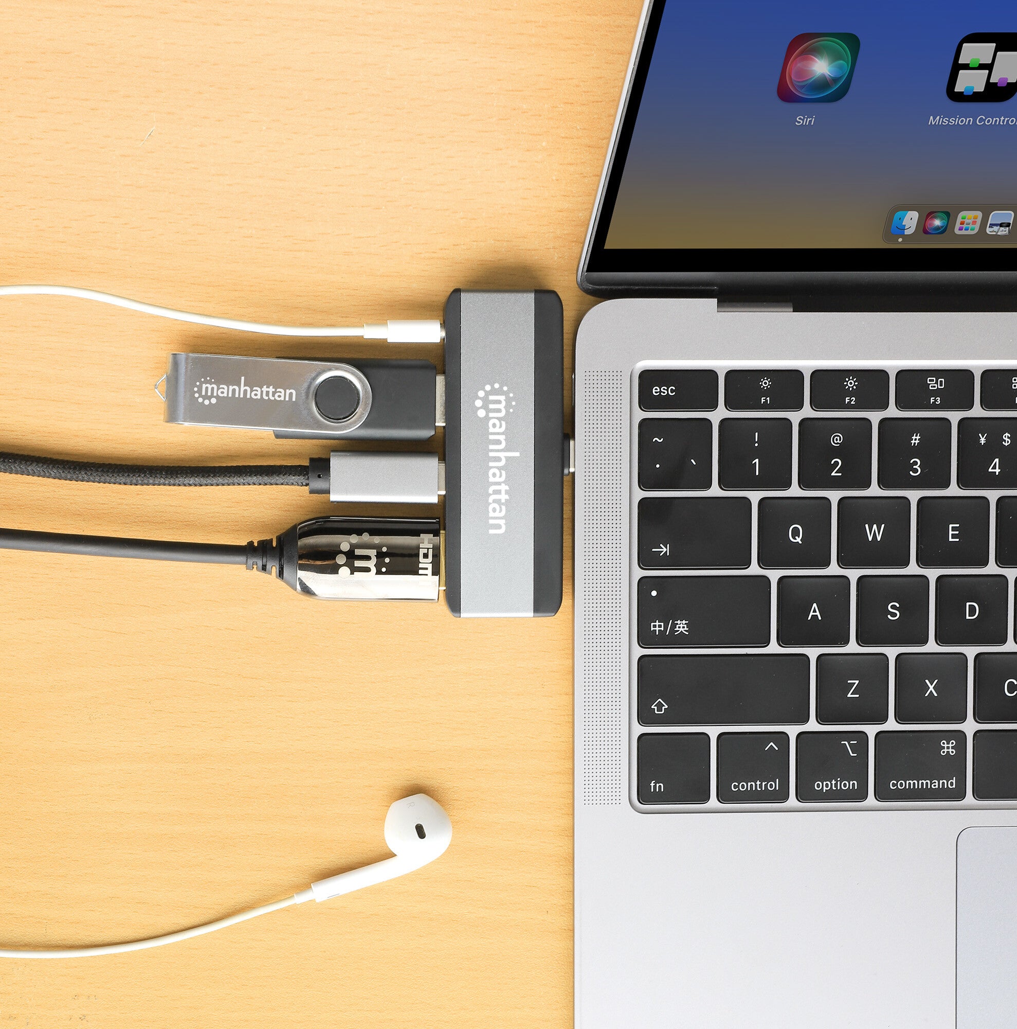 Manhattan 190404 base para laptop o replicador de puertos Alámbrico USB 3.2 Gen 2 (3.1 Gen 2) Type-C Gris