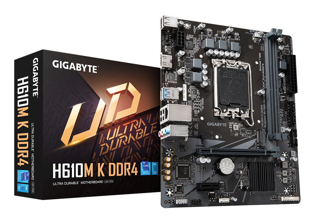 Motherboard Gigabyte H610M K 2xDDR4 64GB 3200Mhz PCIe 4.0 M.2 1xHDMI S 1700 12th 13th Gen mATX