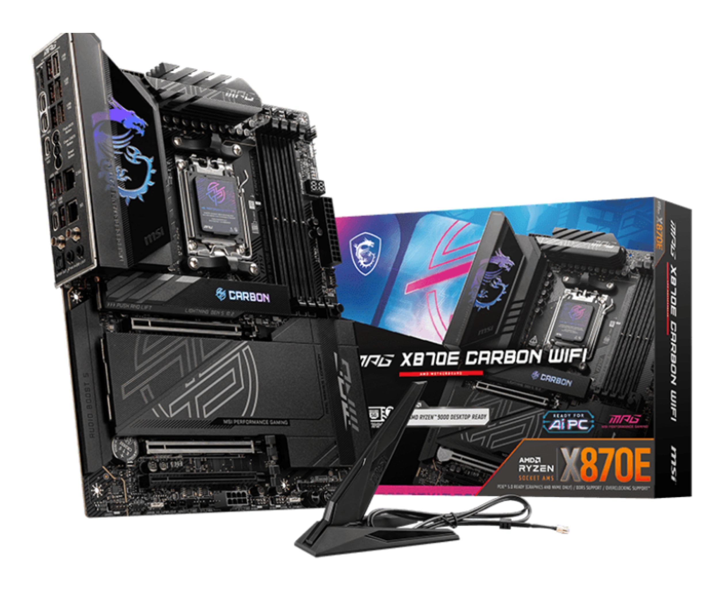 Tarjeta Madre MSI MPG X870E CARBON WIFI ATX Socket AM5 AMD X870E 256GB DDR5 HDMI/DP para AMD