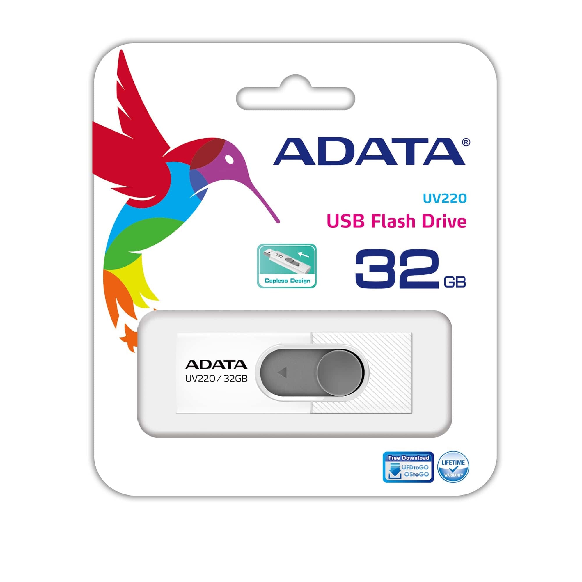 ADATA UV220 unidad flash USB 32 GB USB tipo A 2.0 Gris, Blanco