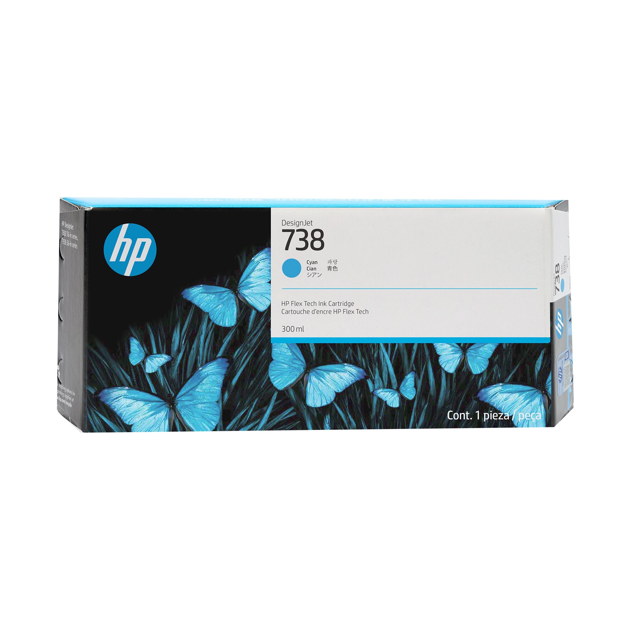 HP Cartucho de tinta 738 de 300 ml cian