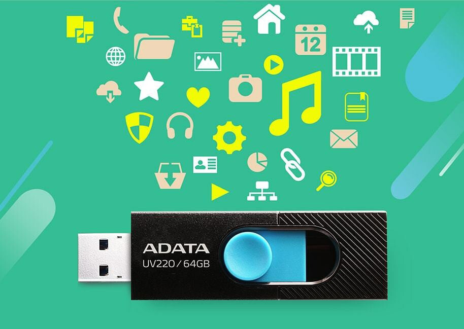 ADATA UV220 unidad flash USB 64 GB USB tipo A 2.0 Negro, Azul