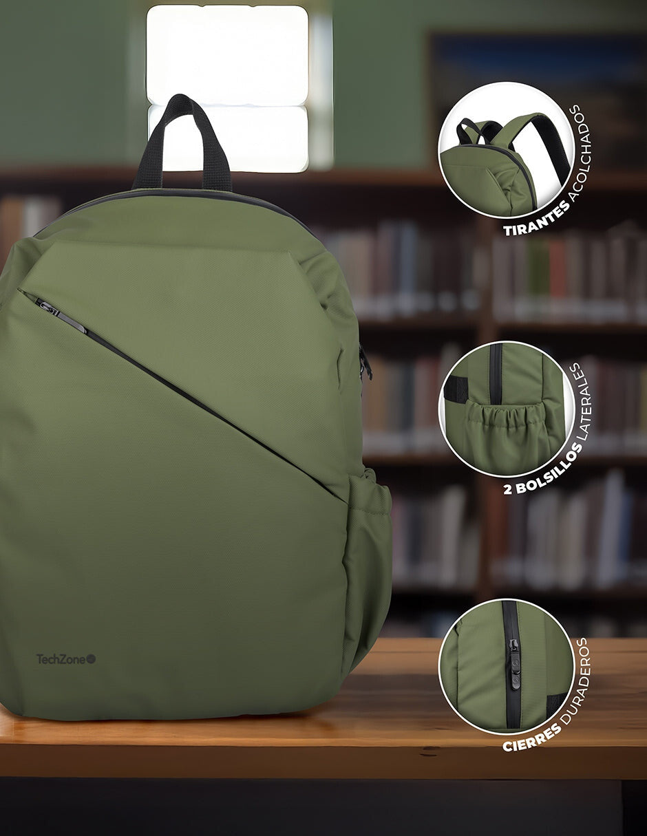TechZone TZLBP29-V mochila Verde Poliéster