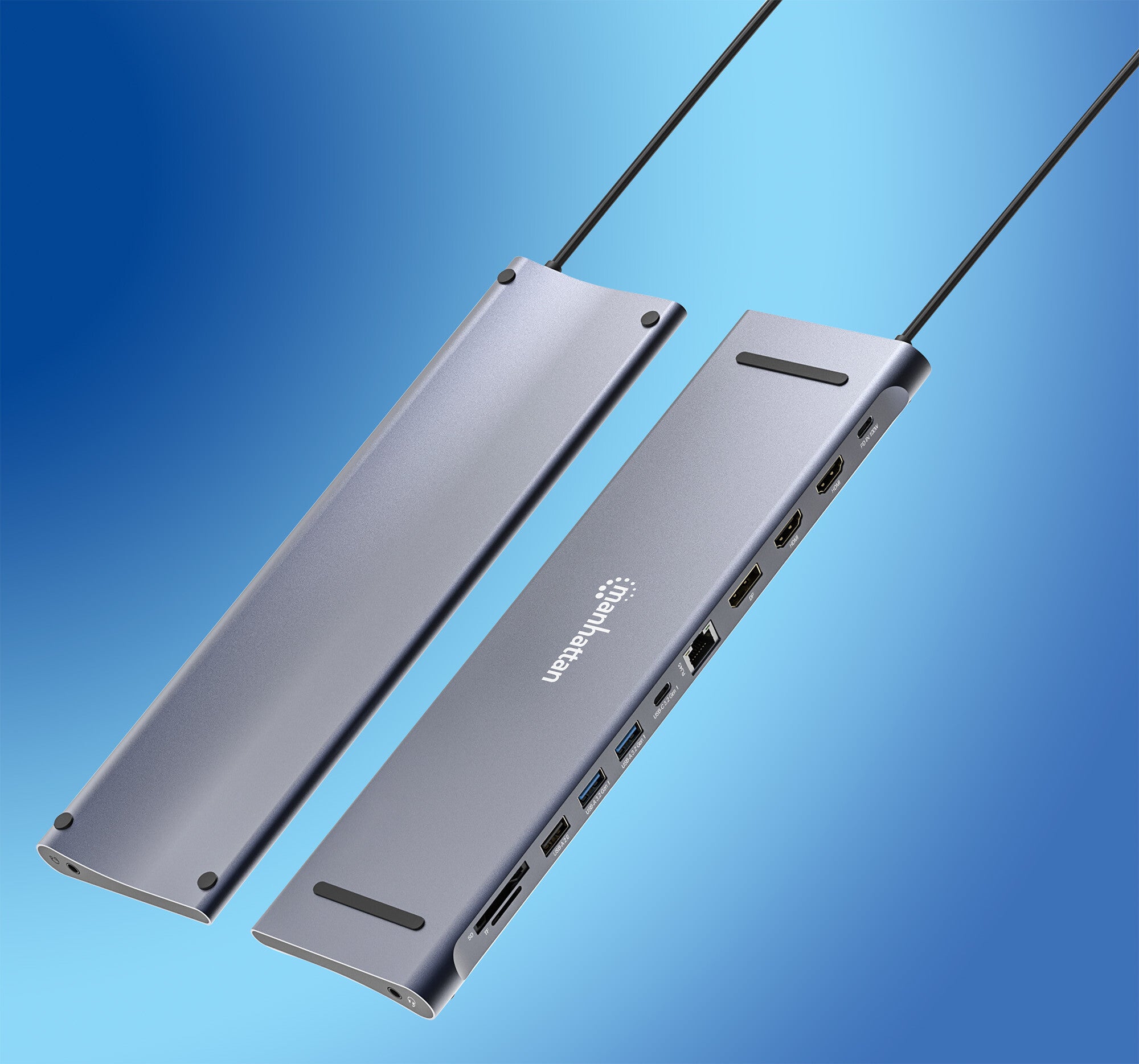 Manhattan 190305 base para laptop o replicador de puertos Alámbrico USB 3.2 Gen 1 (3.1 Gen 1) Type-C Plata