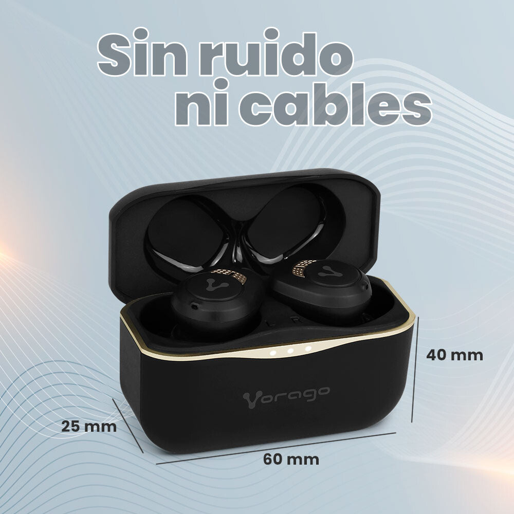 Vorago ESB-600-ANC audífono y auriculare Auriculares True Wireless Stereo (TWS) Intra auditivo Llamadas/Música/Deportes/Diario Bluetooth Negro