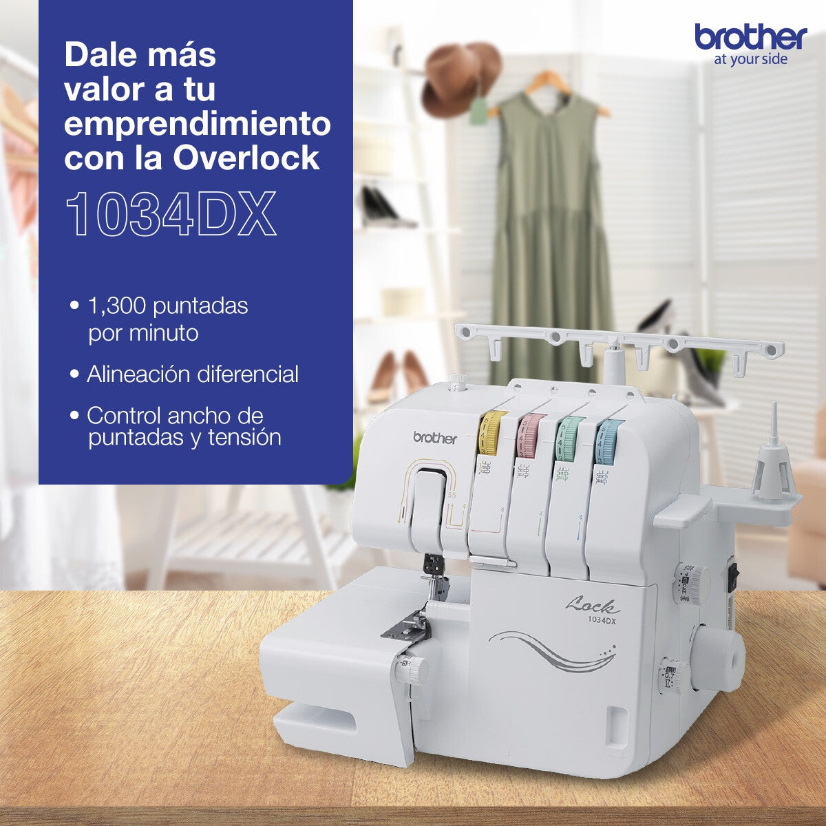 Brother 1034DX máquina de coser Máquina de coser de overlock Eléctrico