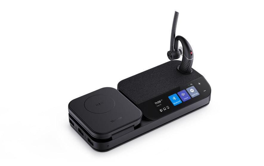 Auricular Bluetooth BH71 con Workstation de Yealink Con Pantalla Táctil de 3" con Cancelación de Ruido y Carga Inalámbrica para Smartphone