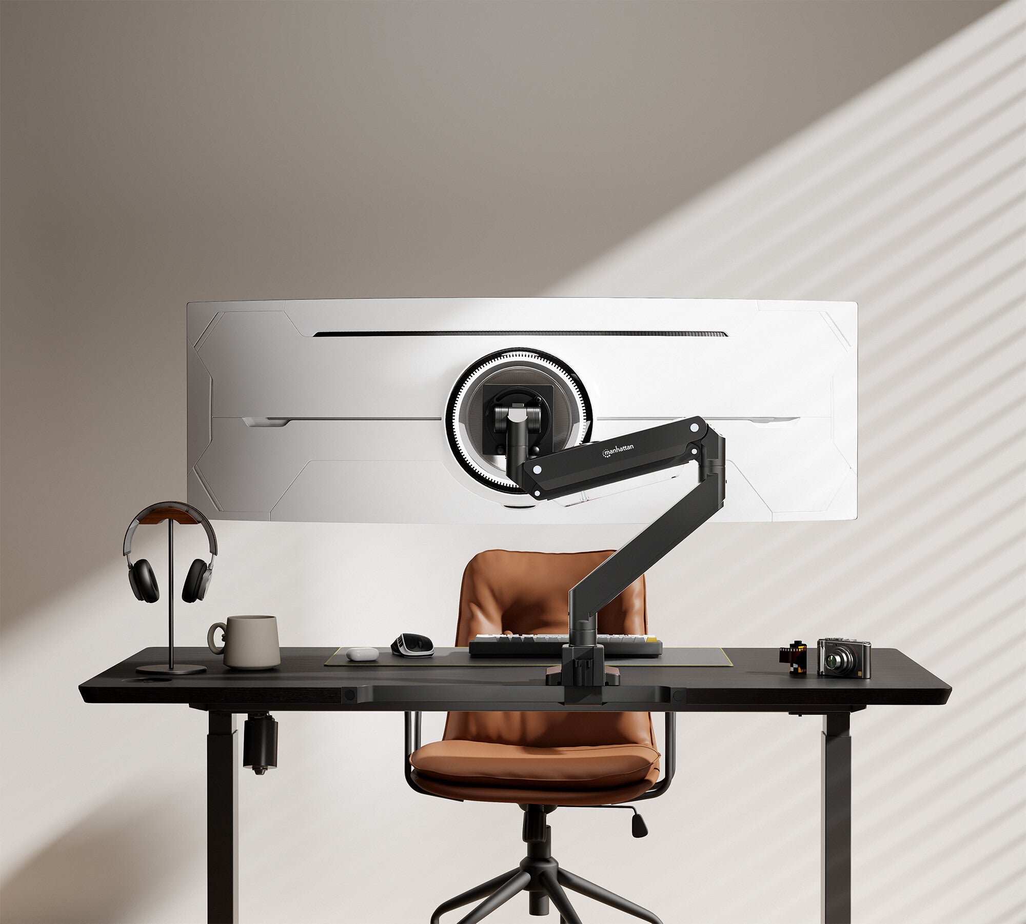 Manhattan 462594 soporte para pantalla plana 144.8 cm (57") Escritorio Negro