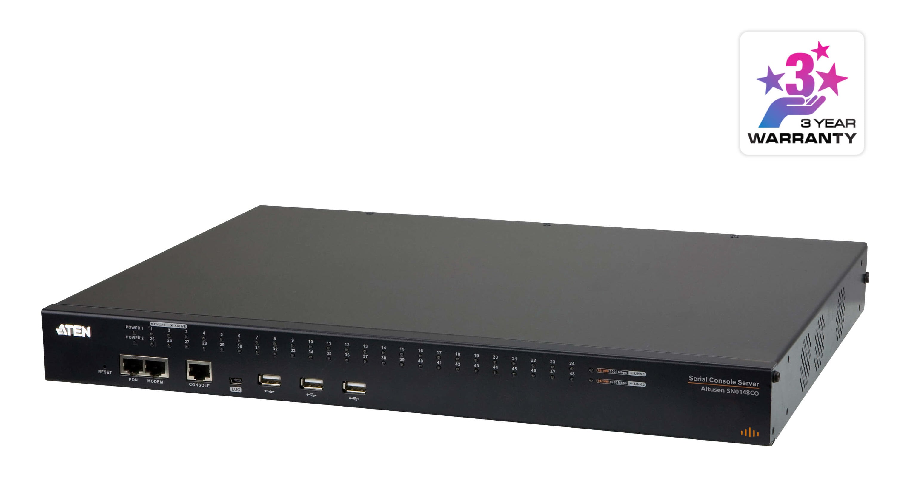 Servidor de Consola Serie 48 Puertos / Acceso Remoto Seguro In-Band y Out-of-Band / Dual Ethernet y Dual Power / Monitoreo Ambiental / FIPS 140-2