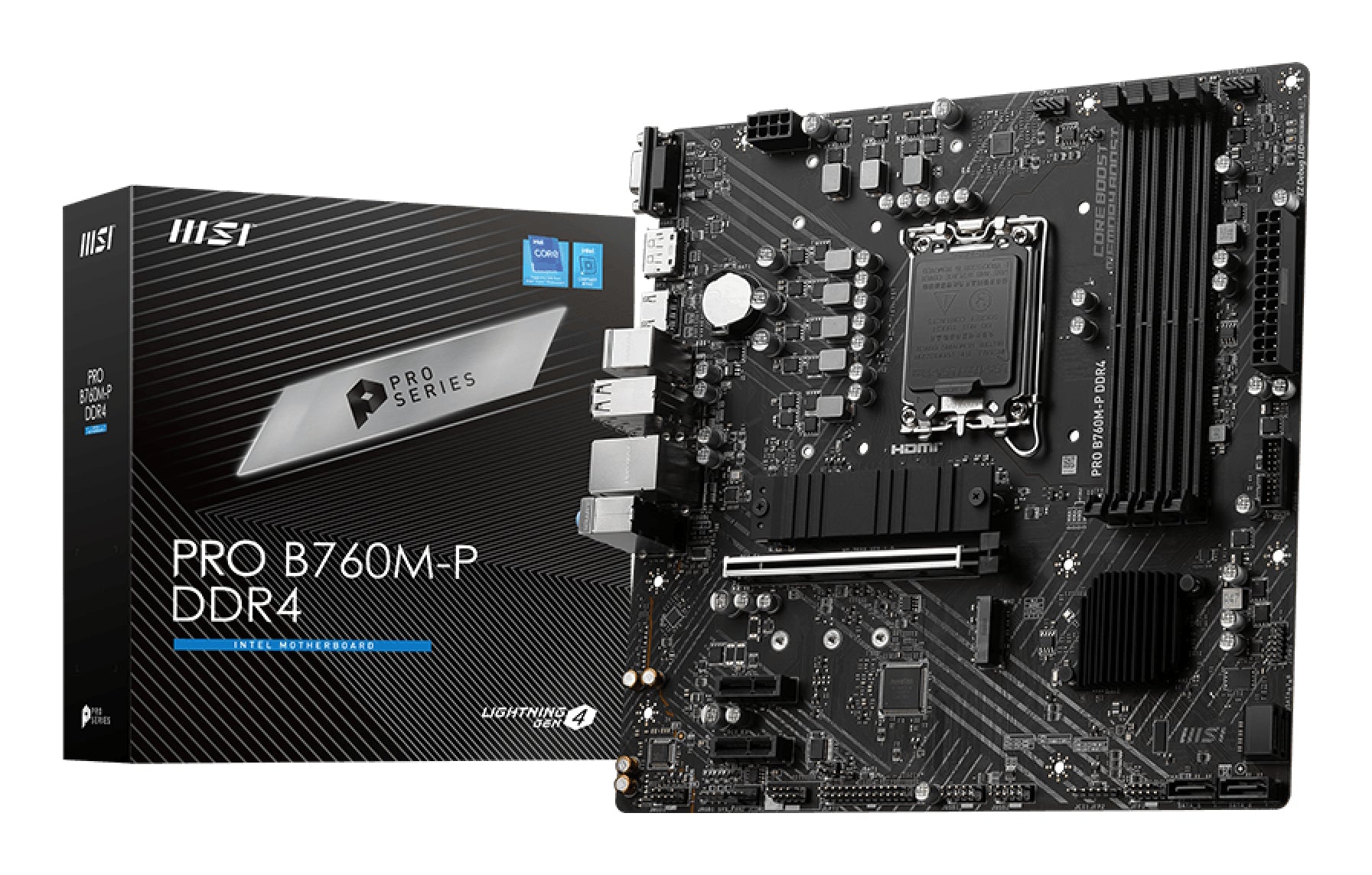 Tarjeta Madre MSI PRO B760M P DDR4 SOCKET 1700 4 DDR4 4800 MHZ HDMI DP DSUB MICRO ATX