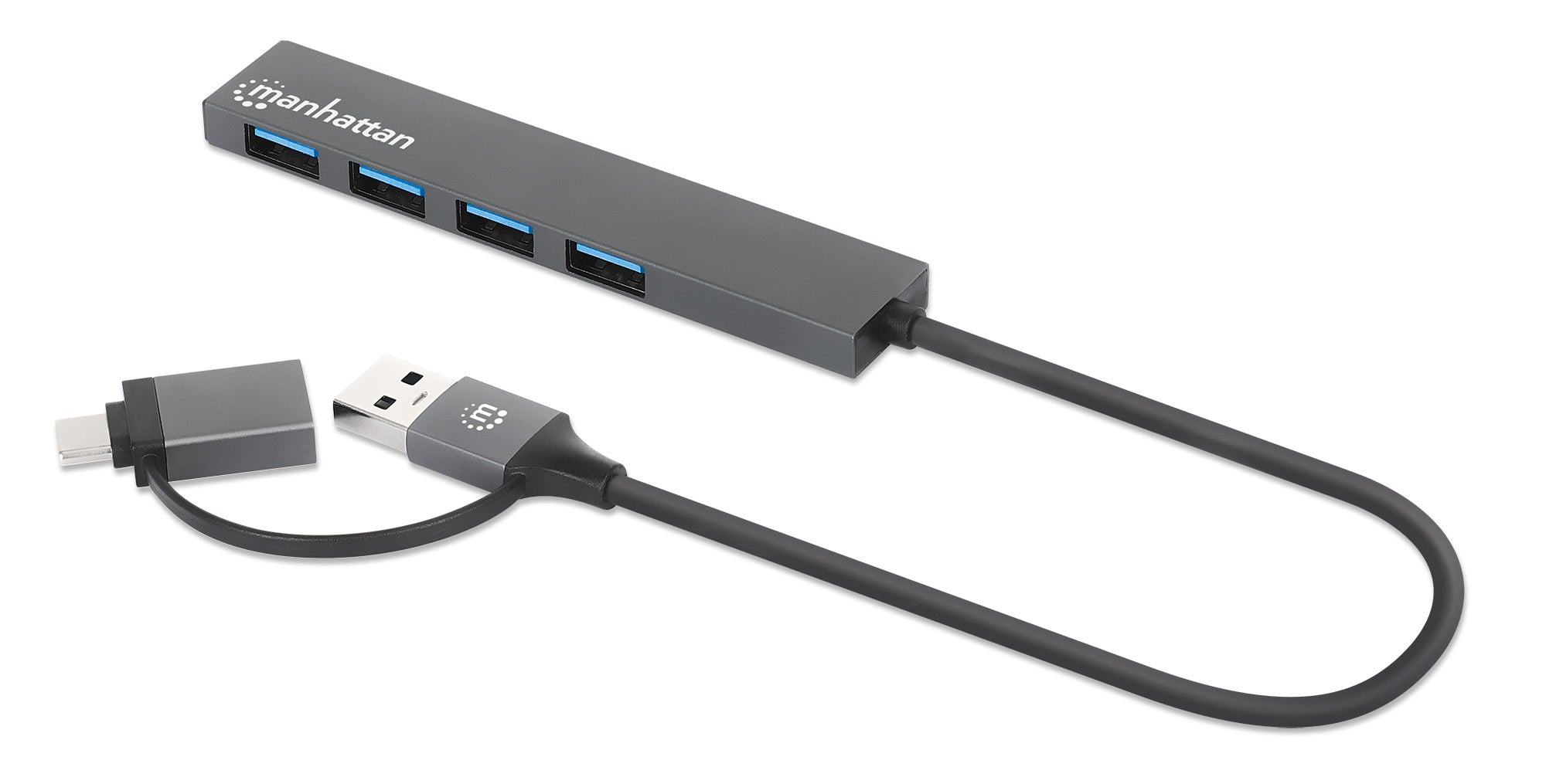 Manhattan 4-Port USB-A 3.2 Gen 1 Hub with USB-A to USB-C Adapter