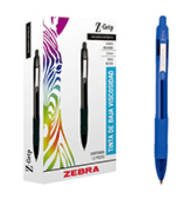 Boligrafo Zebra Z-Grip Punto Med 1mm Color Azul C/6pz