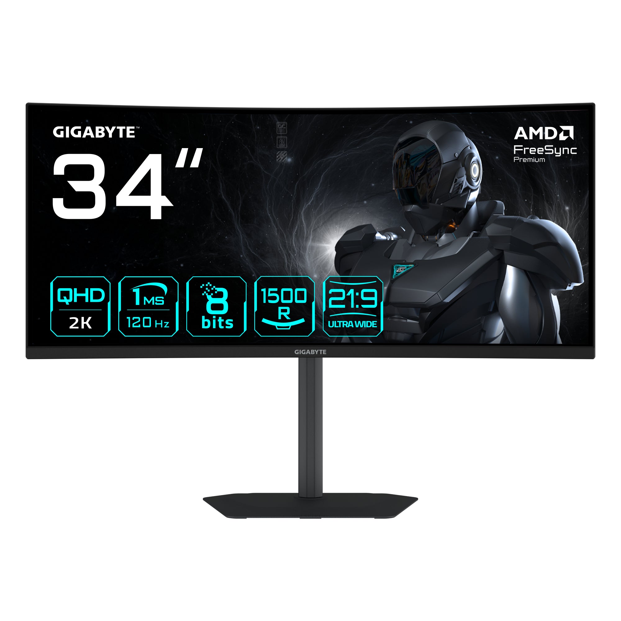 Monitor Gigabyte Gamer Curvo 34" LCD 3440x1440 Ultra Wide Quad HD FreeSync 120H HDMI/DisplayPort Negro