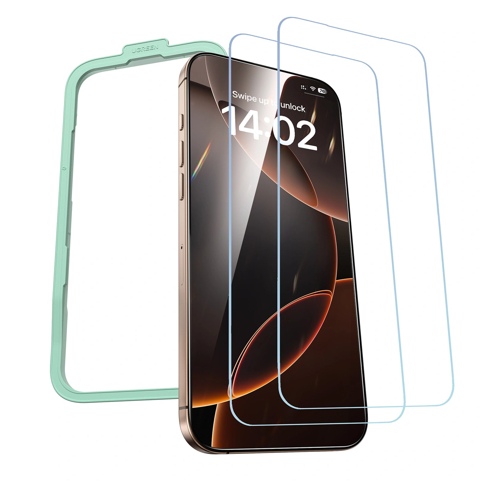 Protector de pantalla UGREEN HD con marco de instalación para iPhone 16 Pro Max (paquete de 2)