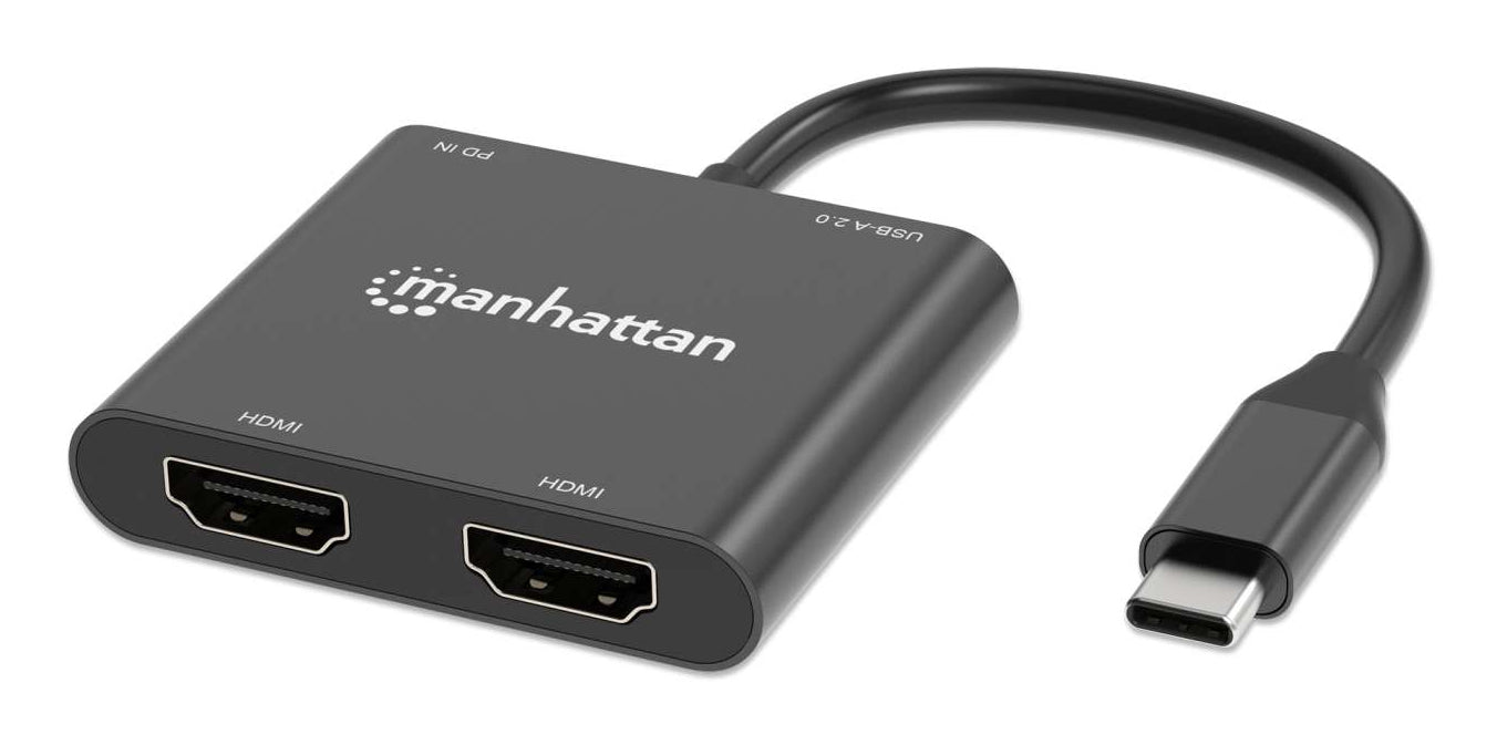 Manhattan USB-C to HDMI 2-Port 4K Converter - MST